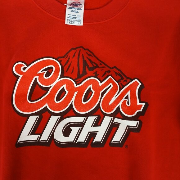 Coors Light Spellout Graphic Red Crewneck Pullover Sweatshirt Small - Picture 3 of 4